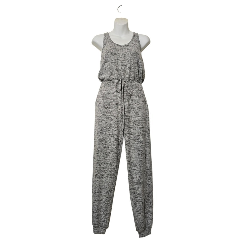 Maverick Heathered Gray Marled Knit Loungewear Tapered Leg Jumpsuit Sz XS